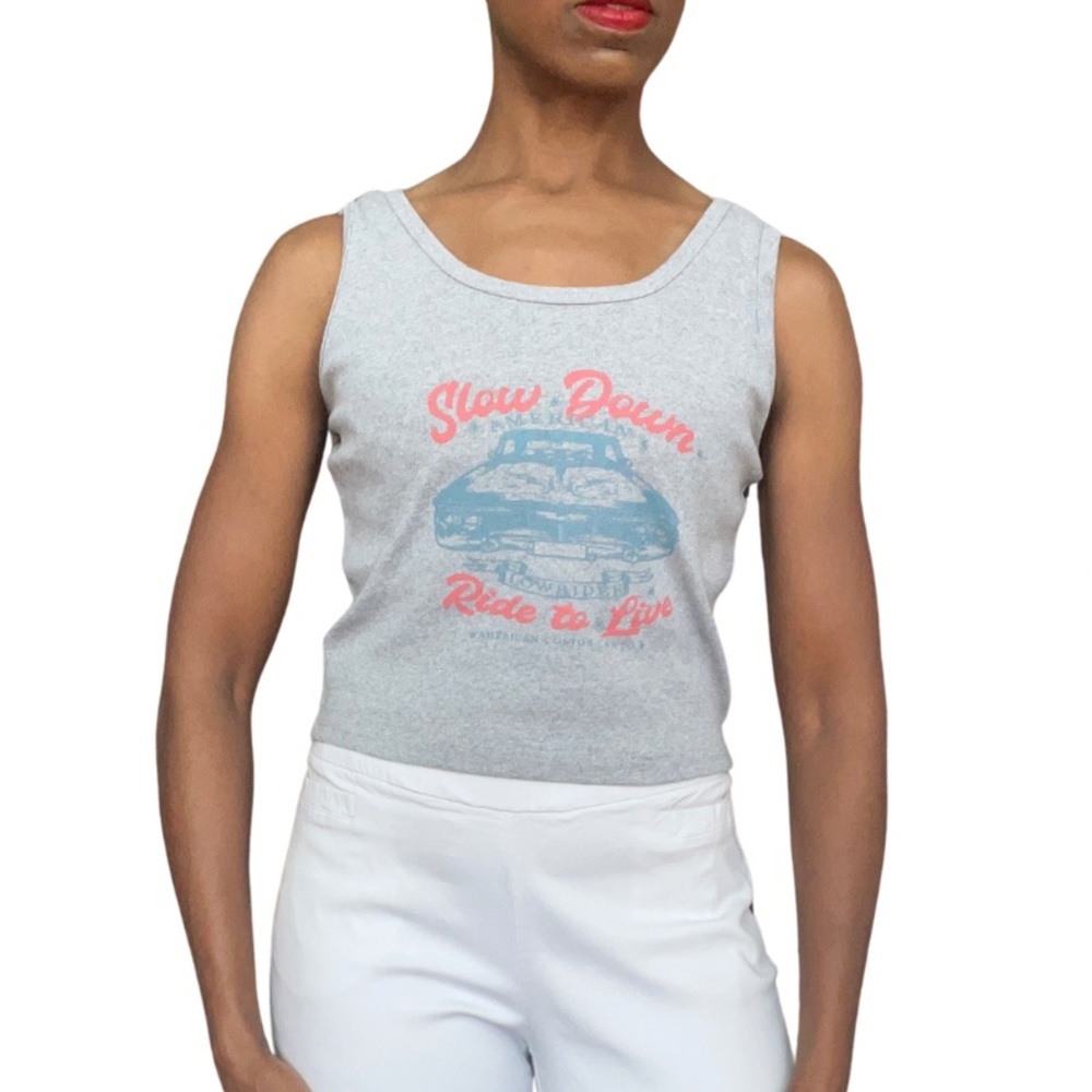 OBSESSIVE LOVE || GREY PINK BLUE TANK TOP || SIZE: XL